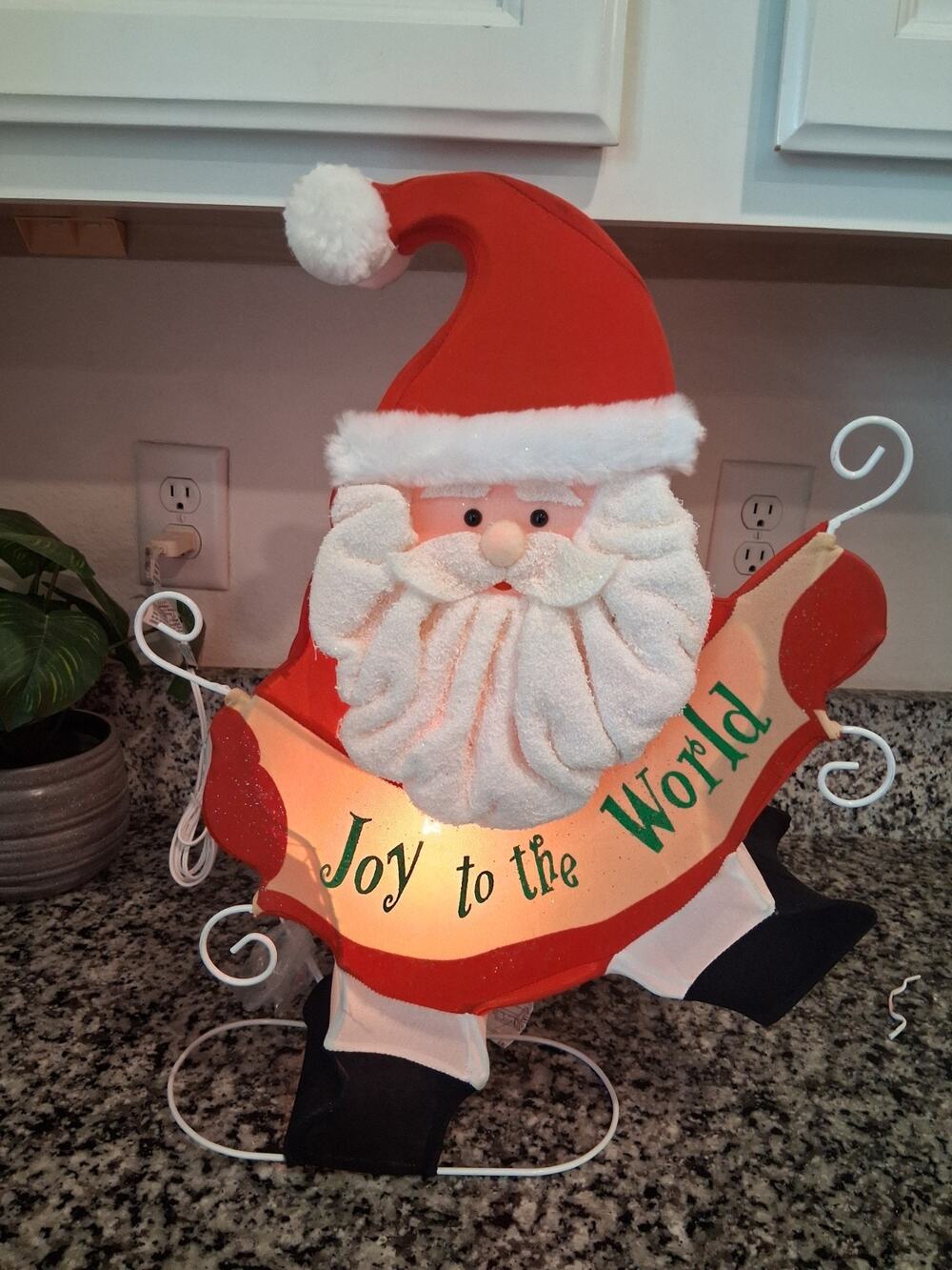 Light Up Fabric Santa Claus Tabletop Decoration Joy to the World Christmas